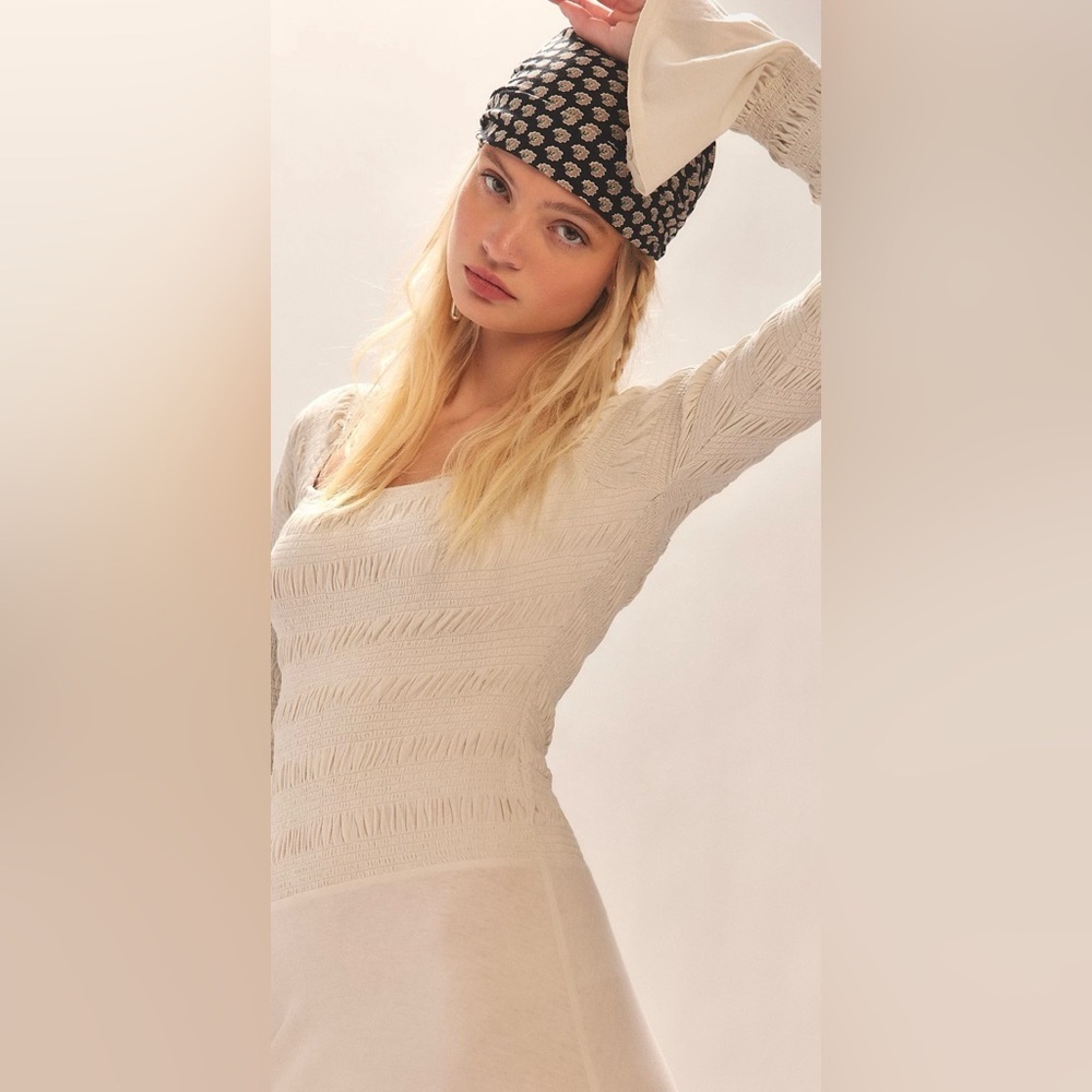 Free People Cream Kiera Midi Dress Long Sleeve - Picture 4 of 6